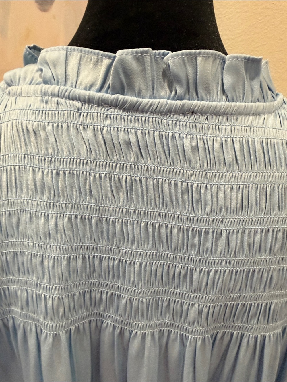 T Tahari Light Blue Tie-Neck Ruffle Sleeve Blouse - Picture 7 of 14